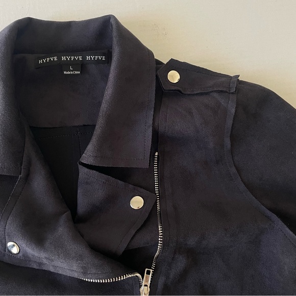 HYFVE Black Suede Moto Jacket with Silver Zippers Bikecore Wismsygoth - Picture 12 of 13